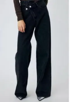 MOUSSYマウジー CROSS WAIST WIDE STRAIGHT 0