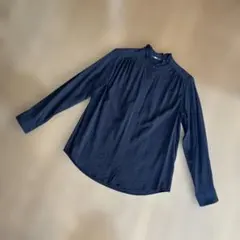 UNIQLO フリルブラウス長袖シャツ Mブラック