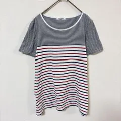 ニューヨーカー　Tシャツ　レディースM　ボーダー柄　綿100％　白　赤　ネイビーのサムネイル