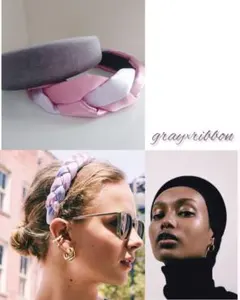 《 import 》パデットカチューシャ ヘアバンド ベロア set gr