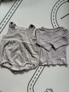 リブ素材 ロンパース・トップスセット