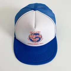 海外古着 プリント 企業物 トラッカー メッシュキャップ 帽子 青白