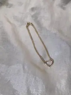 極美品】K18WG ダイヤモンド 0.04ct オープンハート ネックレス 金 