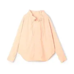 MACPHEE　イージケア フリルカラーブラウス　オレンジベージュ