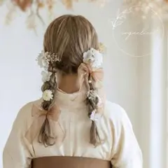 髪飾り リボン シャンパンベージュ⑧／成人式 卒業式 ウェディング ヘッドドレス