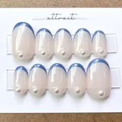 【現品】No.210 ネイルチップ　冬ネイル　フレンチ　シンプル