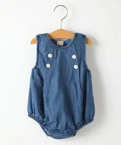 プティマイン　デニム　ロンパース　サロペット　70サイズ