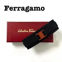 【美品】フェラガモ　バレッタ　ヘアアクセサリー　ブラウン　茶色　シルバー