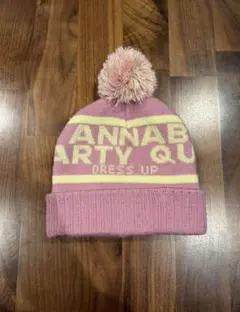 ピンク ニット帽 ロゴ入り 53-55cm