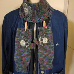 ニット アームカバー ネックウォーマーセット