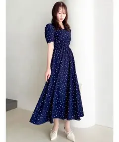 dazzlin ダズリン　ハートパターンシャーリングワンピース S ネイビーのサムネイル