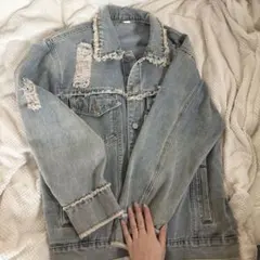 ライトブルー デニムジャケット オーバーサイズ