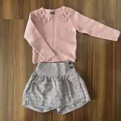 BeBeピンクセーター・キュロットスカート・コート4点セット