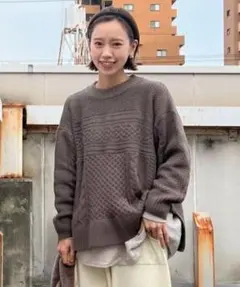 新品　studioclip 7Gケーブルニットプルオーバー モカ　F