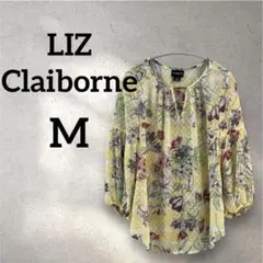 LIZ Claiborne【M】花柄 七分袖 ブラウス イエロー