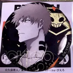 BLEACH 千年血戦篇　金屏風柄缶バッジ　黒崎一護　★