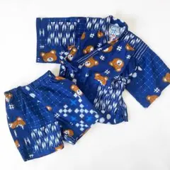 100cm ミキハウス 甚平 くま レトロ ネイビー