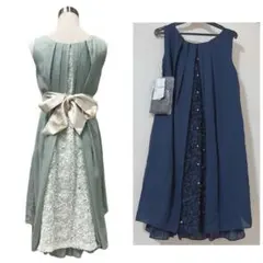 【新品】axes femme バックバラスリットドレス　定価9,790円　紺のサムネイル