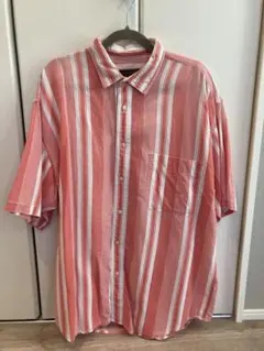 Eddie Bauer エディーバウアー　半袖シャツ ピンクストライプ　黒タグ