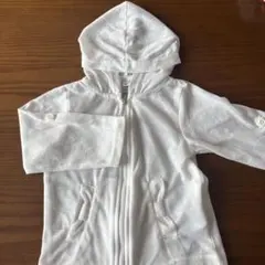 ホワイト フード付き ジップアップ 薄手パーカー