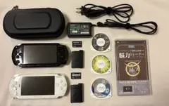 PSP1000 2台セット 訳あり メモリ8GB付 ソフト4本 充電器 ケース付