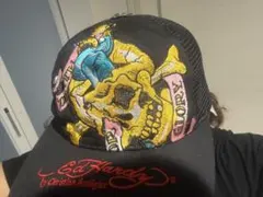美品　Ed Hardy スカル刺繍 ブラックキャップ　ほぼ使用無し