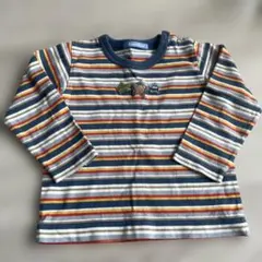 familiar ストライプ刺繍長袖Tシャツ