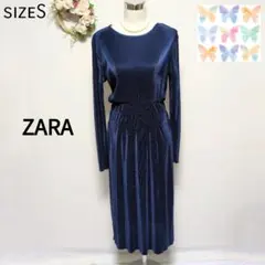 【高見え】高級感　ZARA ベロア風　プリーツワンピース