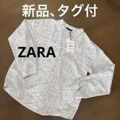 ★ZARA★【新品、タグ付】ロールアップスリーブドット柄ブラウス