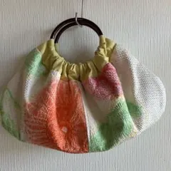No.202 【難あり】着物リメイク　リングバッグ　グラニーバッグ　絞り　振袖