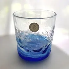 琉球　潮騒でこぼこ　グラス　ビール　ロックグラス　琉球ガラス　青
