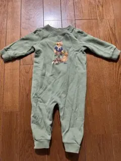 【ラルフ】9M クマ刺繍ロンパース オリーブグリーン