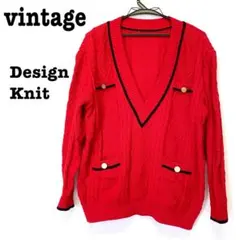 美品【 vintage 】 ビッグシルエットニット　ケーブルニット　モードのサムネイル