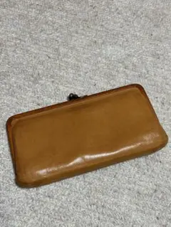 値下げ価格【ほぼ未使用】genten ブラウン 長財布 がま口 レザー ゲンテン genten ブラウン レザー がま口財布 長財布 レディース