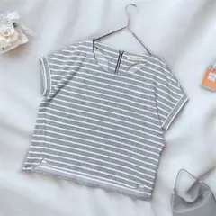 Tシャツ Clear Impression 2 ボーダー グレー ファスナー付きのサムネイル