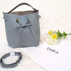 フルラ コスタンザ 巾着 ショルダーバッグ ハンドバッグ 2way ブルー