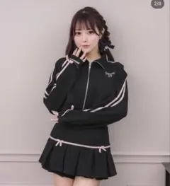 メゾピアノ新品新作タグ付きセーラーハーフZIP ロゴラインスカパン