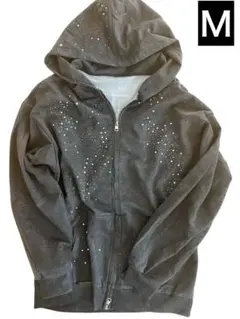 ライトストーン ダブルジップパーカー ラメジップフーディy2k