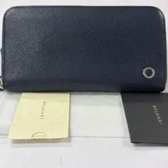 熊*大様 BVLGARI 長財布 Grain Calf Leather ネイビー - メルカリ