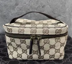 新品未使用品】GUCCI GGキャンバス バニティポーチ ベージュ - メルカリ