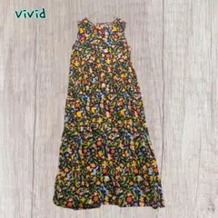 Vivid ロングワンピース　ノースリーブ　花　鳥　蝶　　　総柄