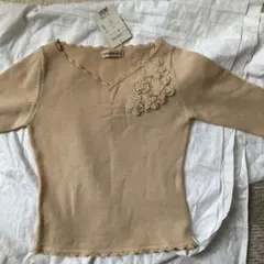 再値下げ！ウール100% ベージュ 花モチーフ ニットキャサリンロス新品タグ付き