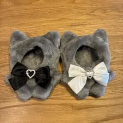 ぬいぐるみ用 着ぐるみ グレー 猫耳 2点セットのサムネイル