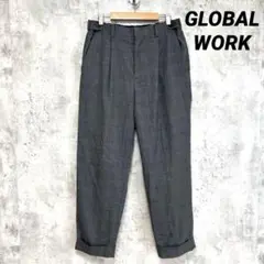 美品【グローバルワーク×キャリーマン】タータンチェック スラックス グレー L