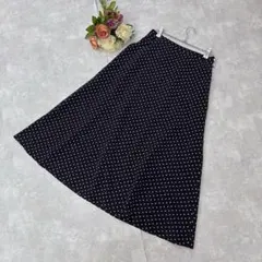 美品✨イエナ（36）ドット柄 ロングスカート フレア ネイビー 紺 完売品 S