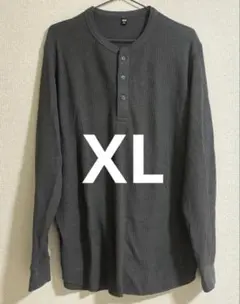 リブヘンリーネックT UNIQLO ダークグレー リブトップス ユニクロ メンズ