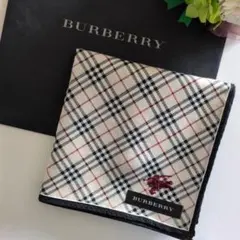 新品☆バーバリー☆ハンカチ ノバチェック　ホースマーク刺繍