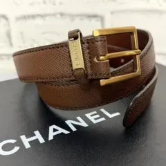 極美品✨CHANEL シャネル キャビアスキン ロゴ金具 ヴィンテージ ベルトのサムネイル