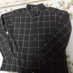 チェック柄長袖シャツ 良品計画綿ウール混