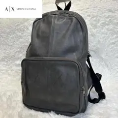 ARMANI EXCHANGE レザー リュック バックパック エンボスロゴ 黒のサムネイル